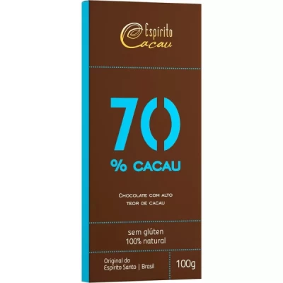 CHOCOLATE 70% 80G S/LACTOSE - ESPIRITO CACAU