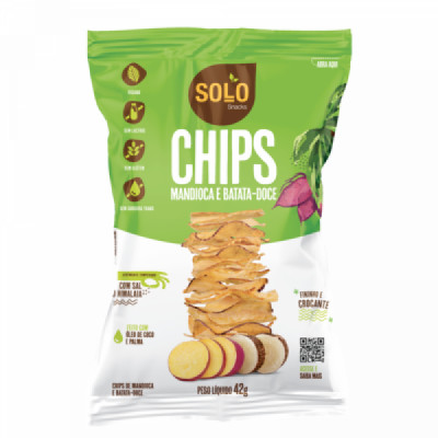 CHIPS BATATA DOCE E MANDIOCA 42G - SOLOSNACKS