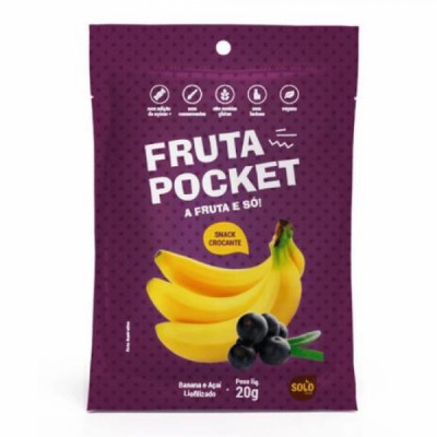 FRUTA POCKET BANANA COM AÇAI LIOFILIZADA 20G - SOLOSNACKS