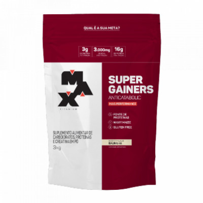 SUPER GAINERS REFIL SABOR MORANGO 3KG - MAXTITANIUM
