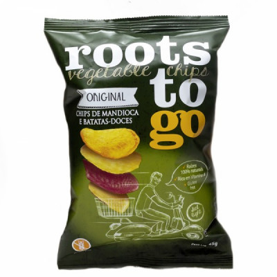 CHIPS DE MANDIOCA BATATA DOCE E BETERRABA 100G - ROOTS TO GO