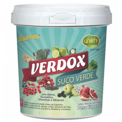 VERDOX DETOX SABOR ABACAXI+HORTELA 220G - UNILIFE