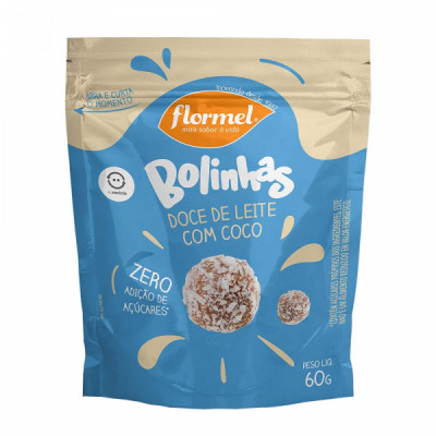 BOLINHA DE DOCE DE LEITE C/ COCO ZERO 60G - FLORMEL