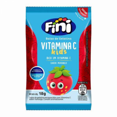 BALA VITAMINA C KIDS SABOR MORANGO 18G - FINI